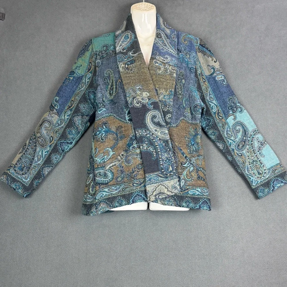 ATELIER LILA Jacket Multicolour Cardicoat 100% Wool Vintage Hippy Y2K Small/Med? - Picture 1 of 16